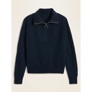 Old Navy Womens Sweater Size XL Mock Neck 1/4 Zip Pullover Navy Rib Knit Cozy